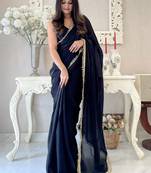 ready to wear black designer saree