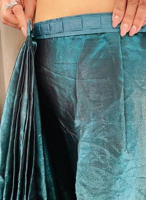 Turquoise designer ready to wear saree 4