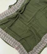  Olive Color Burbury Silk blend Saree