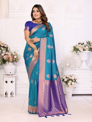 Rama soft litchi art banarasi silk saree 1