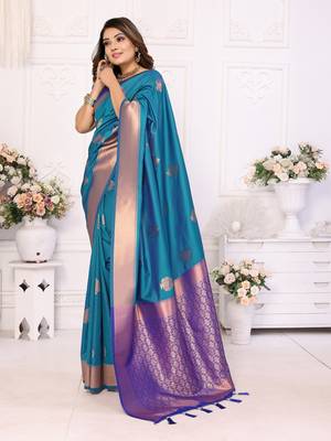 Rama soft litchi art banarasi silk saree 2