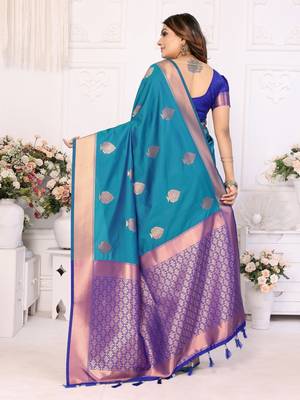 Rama soft litchi art banarasi silk saree 3