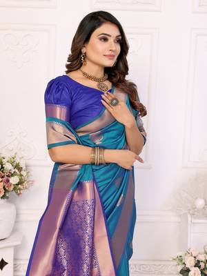 Rama soft litchi art banarasi silk saree 4
