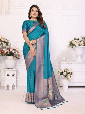 Rama soft litchi art banarasi silk saree 1