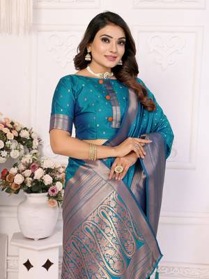 Rama soft litchi art banarasi silk saree 3
