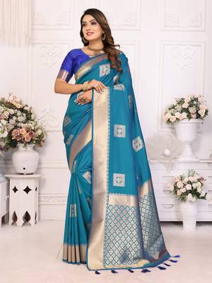 Rama soft litchi art banarasi silk saree 1