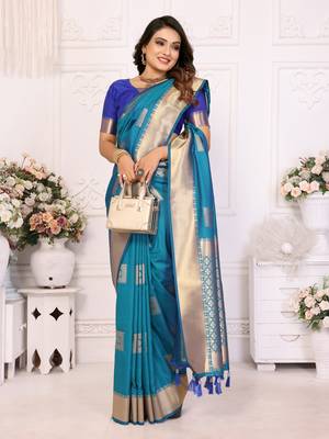 Rama soft litchi art banarasi silk saree 2