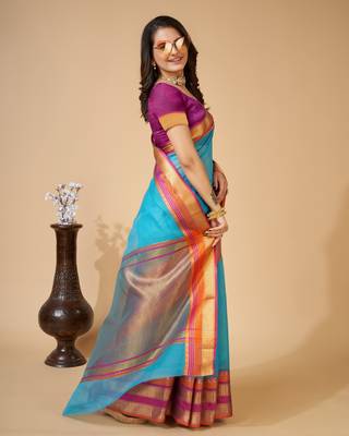 Rama cotton silk jacquard fancy saree 2