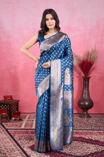 Morpinch art banarasi silk fashion saree