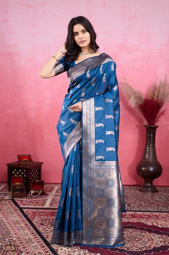Morpinch art banarasi silk fashion saree