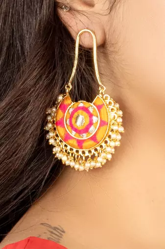 Sunflower mustard yellow silk thread embroidered chaandbaalis