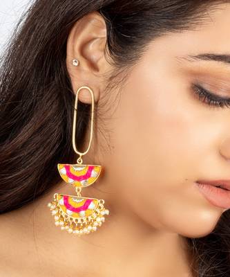 Honey glow mustard yellow dangler earrings 2