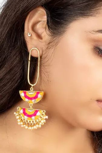 Honey glow mustard yellow dangler earrings