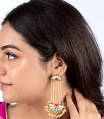 Teal bloom mandala festive tassels earrings