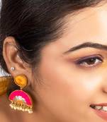 Fuschia mandala hot pink & mustard yellow embroidered drops