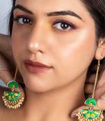 Cadmium green and playful yellow silk embroidered  earrings