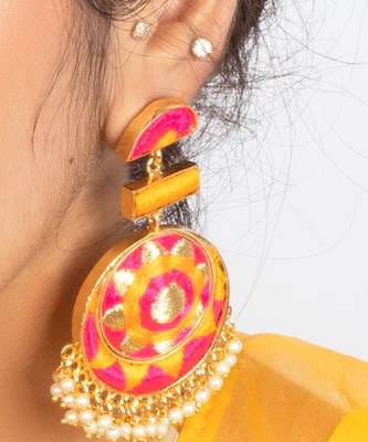 Golden glow silk thread earrings 2