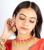 Mustard bloom silk thread embroidered necklace set