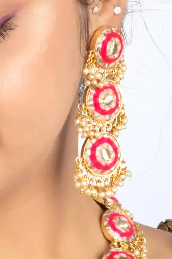 Aurora peach embroidery necklace set