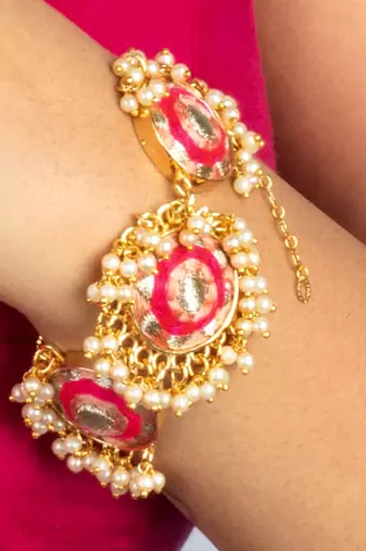 Aurora peach embroidery necklace set
