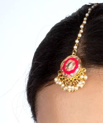 Olive blossom dark green circular mehendi necklace set 5