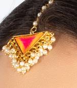 Golden petal maang tikka