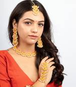 Blush & gold maang tikka