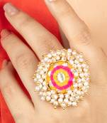 Sunshine radiance mustard yellow & hot pink embroidered ring