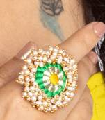 Zest bloom lime green & yellow ring