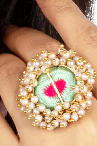 Blush ice embroidered ring
