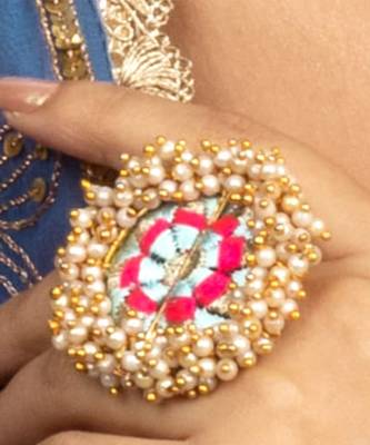 Morning bloom sky blue & persian pink ring 1
