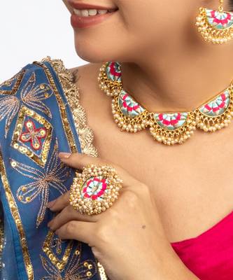 Morning bloom sky blue & persian pink ring 2