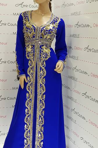 royal blue Moroccan Dubai Kaftans Farasha Abaya Dress  Fancy Long Gowns