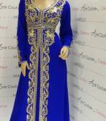royal blue Moroccan Dubai Kaftans Farasha Abaya Dress  Fancy Long Gowns