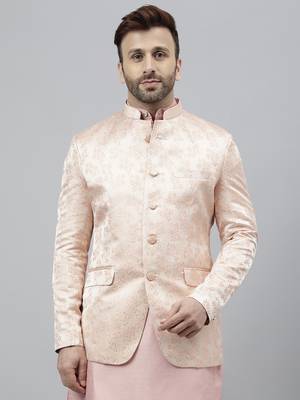 Pink polyester jacquard blazer 1