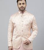 Pink polyester jacquard blazer