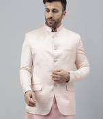 Pink polyester jacquard blazer
