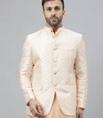 Peach polyester jacquard blazer