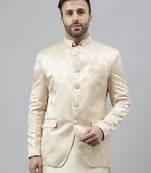 Cream polyester jacquard blazer