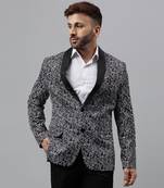 Multicolour geometric  polyester viscose blazer