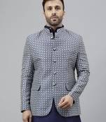 Navy bluepolyester jacquard blazer