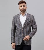 Multicolour geometric polyester viscose blazer