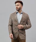 Multicolour geometric polyester viscose blazer