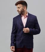 Multicolour check polyester viscose blazer