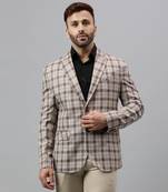 Multicolour check polyester viscose blazer