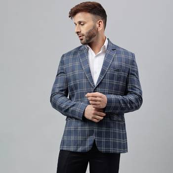 Multicolour check polyester viscose blazer 1
