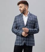 Multicolour check polyester viscose blazer