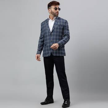 Multicolour check polyester viscose blazer 2