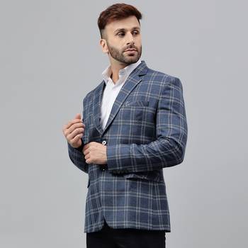 Multicolour check polyester viscose blazer 3