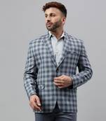 Multicolour check polyester viscose blazer